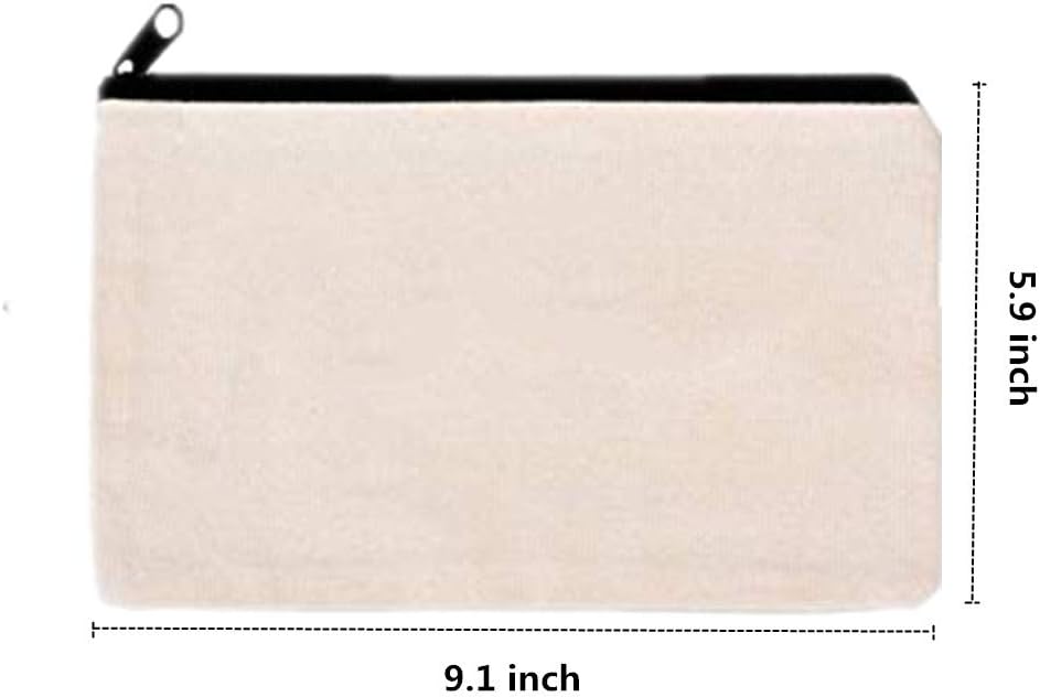 10 PCS Canvas Makeup Bag Cosmetic Pouch Blank Zipper Bag-9.1 × 5.9 inch - Image 6