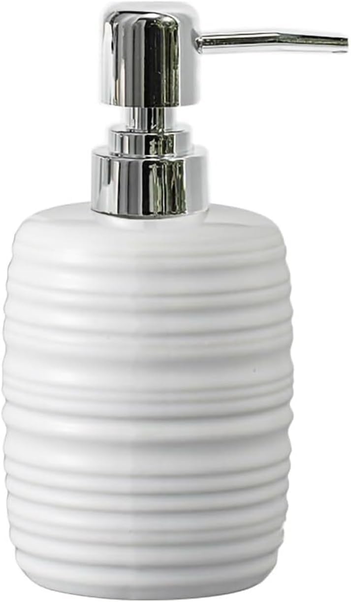Soap bottle， Modern pressing ceramic soap dispenser bathroom and washroom(White)