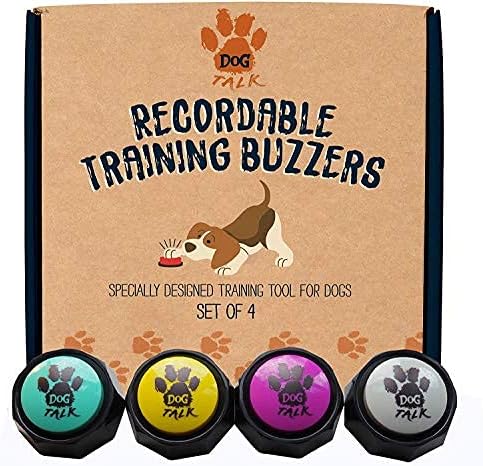 Dog Talk Recordable Training Buzzers | Dog & Puppy Speech Training Buttons | Easily Train Your Dog to Voice What They Want Pack of 4 | The Perfect Present For Your Pet