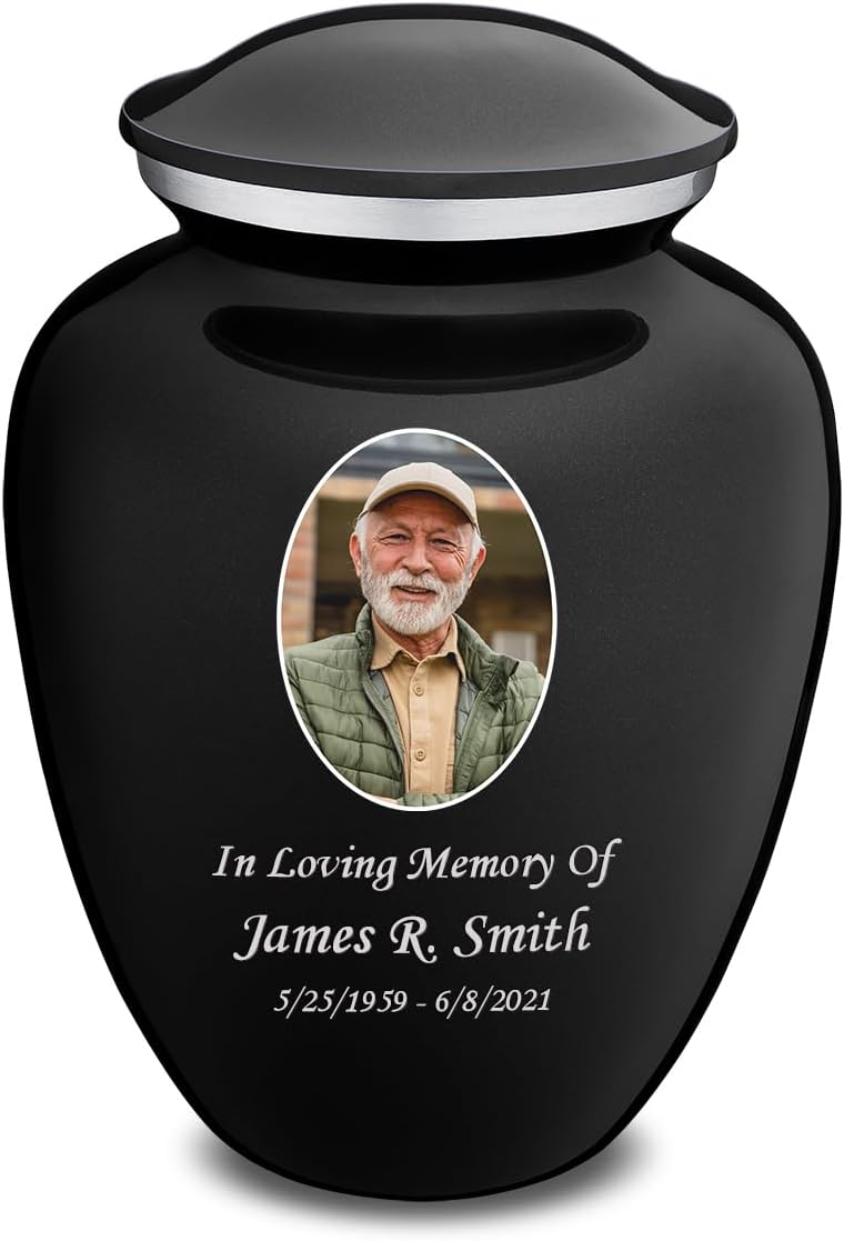 Geturns Embrace Adult Personalized Picture Cremation Urns for Human Ashes I Large Photo Black Funeral Urn for Men and Women I 200 lbs