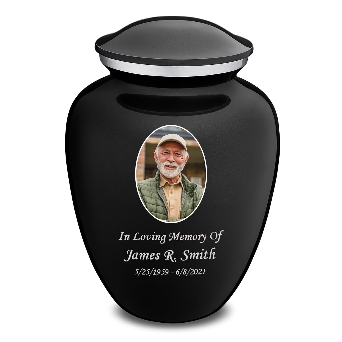 Geturns Embrace Adult Personalized Picture Cremation Urns for Human Ashes I Large Photo Black Funeral Urn for Men and Women I 200 lbs