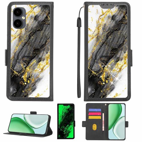 Aroepurt Case Compatible for Opel-Mobile Smart X65 Phone Case Flip Cover [with Tempered Glass Screen Protector][RFID Blocking][Gold Glitter+Luminous] LPT-HDL