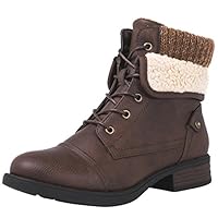 GLOBALWIN Women's Combat Boots Dressy Lace Up Brown Ankle Boots For Women Low Heel Size 8.5M