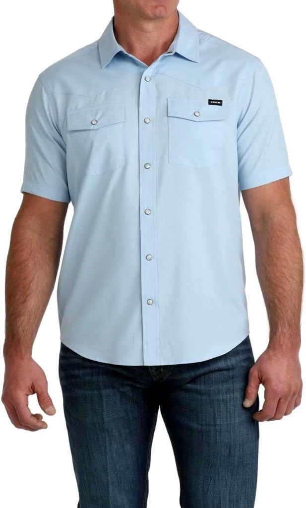 Cinch Men's Camp Light Blue Short Sleeve Snap Shirt