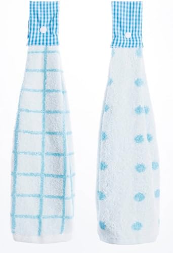 2 Piezas Toalla de Cocina de Algodón Clásico Rayado Toalla Absorbente Toalla Colgante Toalla de Mano