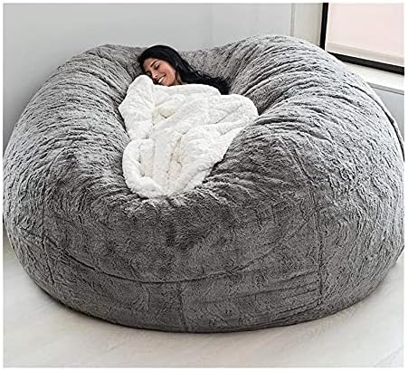 5 6 7 FT Bean Bag Chair Cover Chair Cushion, Big Round Soft Fluffy PV Velvet Sofa Bed Cover(it was only a Cover, not a Full Bean Bag) Living Room Furniture Lazy Sofa Bed Cover