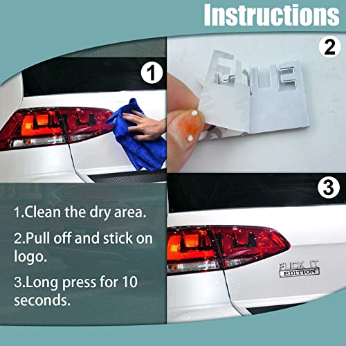 Image of 2PCS Car Emblem Fuck-IT Edition, 3D Letters Metal Material Decals, Trunk Emblem Decals Replacement, Side Fender Rear, Unversal of All Car Models (Silver-Black)