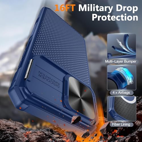 Image of Magnetic for iPhone 17 Pro Case with Privacy Screen Protector[Fit for Magsafe][Slide Camera Cover][Kickstand][Military Grade Protection] Shockproof Rugged Case for iPhone 17 Pro,Blue