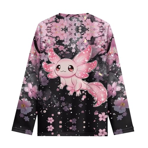 Image of Girls Long Sleeve Shirts Casual Crewneck Soft T-shirts for Girls 3-16 Years Old