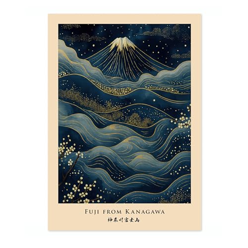 Affiche d'Art Fuji Kanagawa tableau exposition toile décoration
