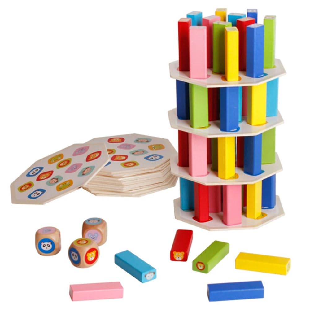 Jouet Construction Bois Montessori 3 en 1 coloré empiler équilibrer