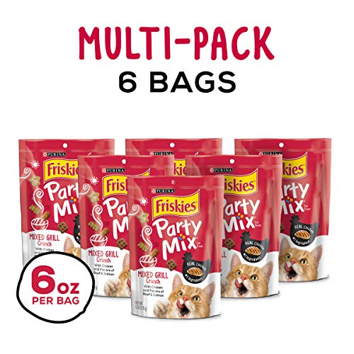 Purina Friskies Made in USA Facilities Cat Treats, Party Mix Mixed Grill Crunch - (6) 6 oz. Pouches - Image 2
