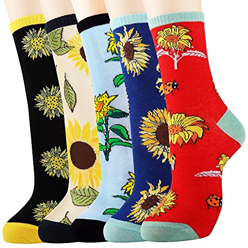 Jeasona Womens Cute Sunflower Socks Sunflower Gifts Fun Funny Funky