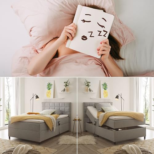 MARIBORSKO 6 Polsterbett 120x200 elektrisch verstellbar, Silber - Bequemes Doppelbett mit 9-Zonen-Federkern Matratze & HR 30-Topper - 131 x 112 x 210 cm (B/H/T) – Bild 8