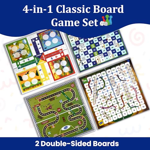 Image of Family Fun 4-in-1 Jumbo Board Game Combo | Ludo, Snakes & Ladders, Cricket & Car Racing | Indoor-Outdoor Travel Game | Best Gift for Kids, Friends & Adults