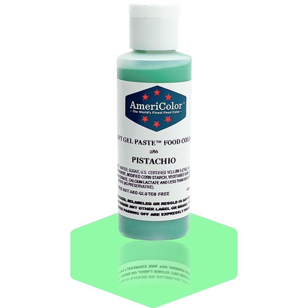 AmeriColor, Pistachio, 4.5 Ounce Bottle, Soft Gel Paste Food Color