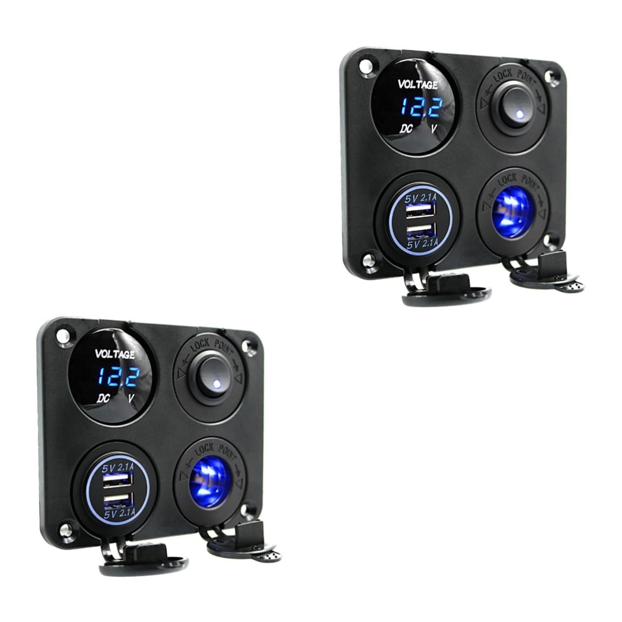 UPKOCH 2 Pezzi 4 1 Pannello Presa Caricabatterie 2.1a Caricabatterie Usb 12-24v Misuratore Di Tensione Led Per Auto Barca Marina Camper Camion Camper