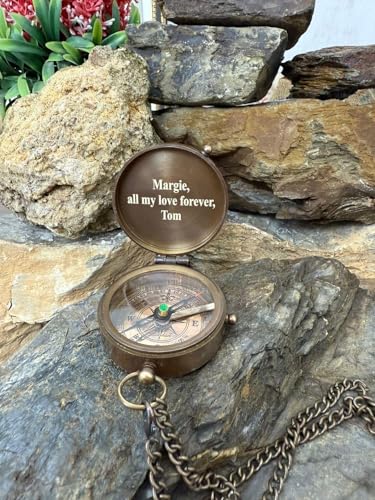 Brújula grabada personalizada con caja de recuerdo de madera - mensaje personalizado - regalo único para él o ella, aniversarios, bodas y más miniatura 3