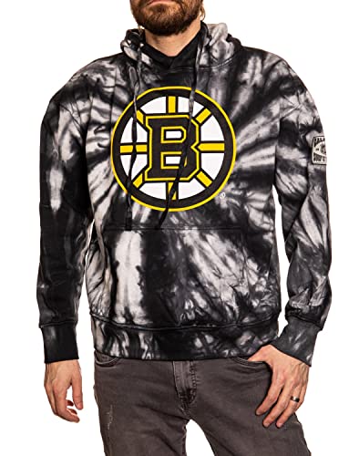 Calhoun NHL Surf & Skate Unisex Spiral Tie Dye Ultra-Soft Pullover Hoodie The Sunset Collection (Boston Bruins Large)