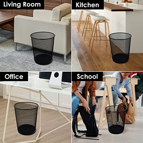 Image of 10-Pack 6 Gal Mesh Office Trash Can with 150Pcs Garbage Bags, Black Mesh Trash Cans, Open Metal Wire Wastebaskets, Waste Basket Trash Can for Near Desk, Recycling Garbage Container Bin