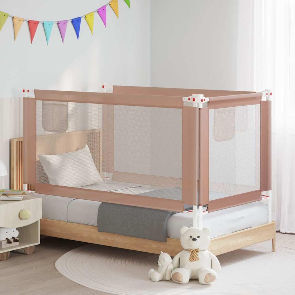 Kleinkind Bettschutzgitter Taupe 160x25 cm Stoff mit höhenverstellbarer Bettbarriere und Rausfallschutz für Kinderbett und Elternbett zur Babysicherheit im Schlafzimmer und Kinderzimmer