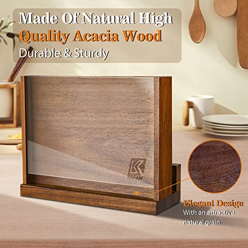 Magnetic Knife Block, Knives Holder Wooden Rack With Double Sided Magnetic And Transparent Acrylic Shield For Kitchen Multifunctional Storage (Without Knives&Cutting Board） #TOP2