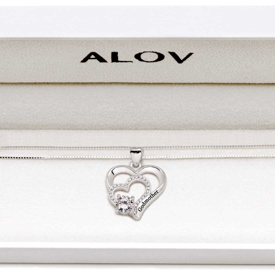 ALOV Jewelry Sterling Silver Godmother Cubic Zirconia Pendant Necklace