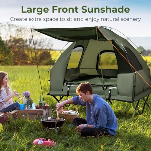 GYMAX 5-in-1 Camping Tent Cot Combo