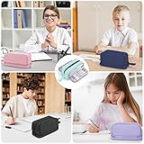 Howala Pencil Case Large Capacity Pencil Pouch for Girls Boys with 4 Compartments Multifunctional Pen Bag Stationery Organizer Office Makeup Bag Portable Pen Bag for Teenage Adult Women Men, Black - Image 5