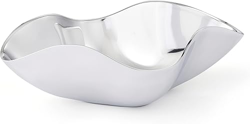 nambe Venus - Tazón para servir | Ensaladera refrigerable | Para alimentos calientes y fríos, ensaladas, sopas, frutas, grande 15 pulgadas de largo