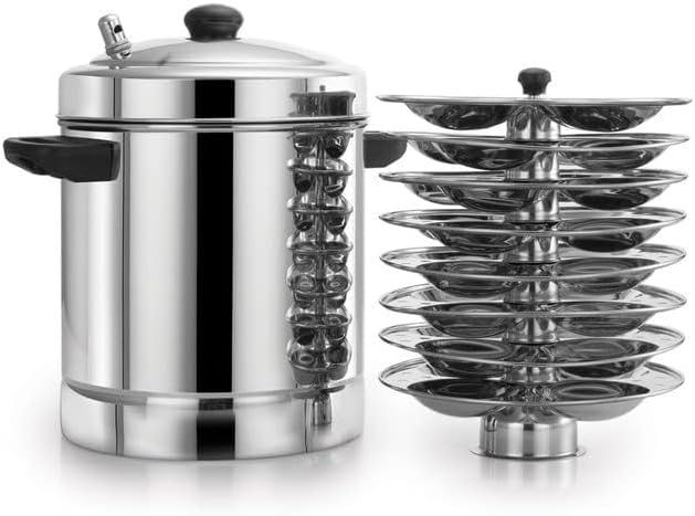 HORIZON Stainless Steel Idly Cooker Lid with Plates Idli MakerInduction and Gas Stove Compatible idli Maker (Idly Pot with 8 Plates)