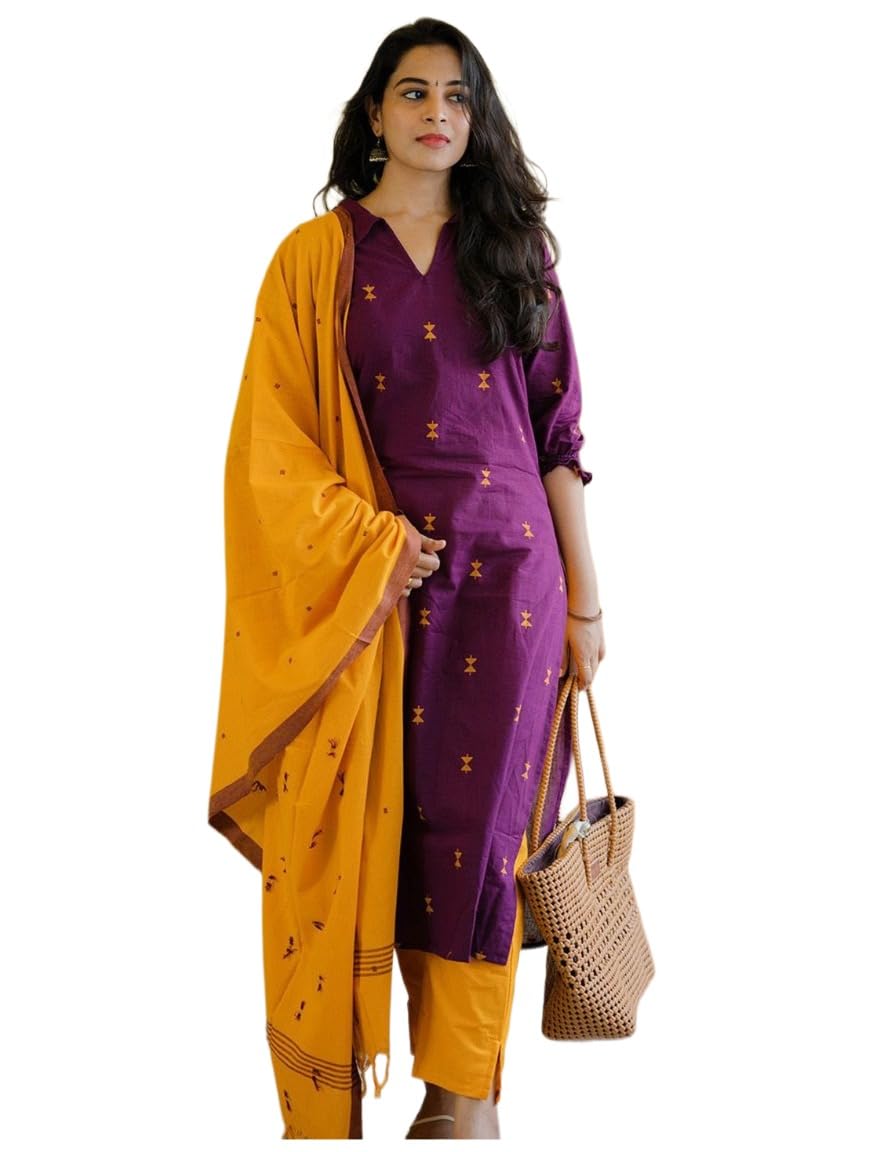 gosriki Women Viscose Foil Print Straight Kurta with Pant and Dupatta | Ladies Kurta Pant Dupatta Set | Indian Ethnic Traditional Dress for Women-picture-29