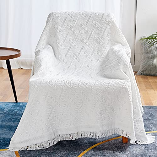 LHGOGO Multifonction Jeté de Canapé Couvre-Lit Utilisée pour la Housse de Canapé-lit, Le Fauteuil, Le Banc, est Le Premier Choix pour Les Voyages en Famille et Le Bureau 130X180cm Blanc