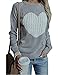 shermie Womens Pullover Sweaters Long Sleeve Crewneck Cute Heart Knitted Sweaters Grey, Medium