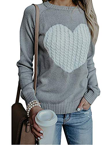 shermie Women's Pullover Sweaters Long Sleeve Crew Neck Casual Front Big Cute Heart Sweater3