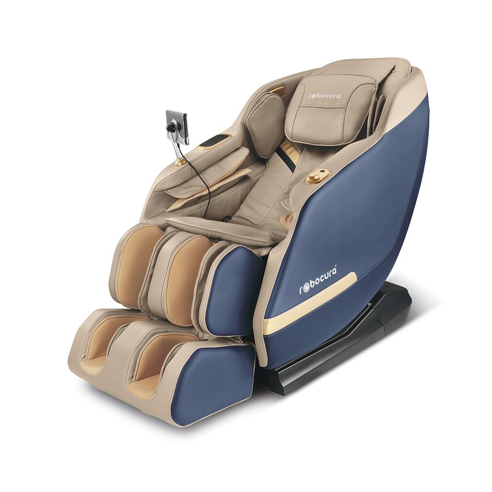Robocura Faux Leather Royal Plus Luxurious Corded Electric Full Body Massager Chair with Recliner Zero Gravity, Blue