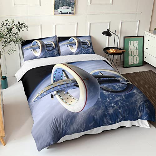 Housse de couette space ship en microfibre de qualité supérieure avec ses taies d'oreiller assorties