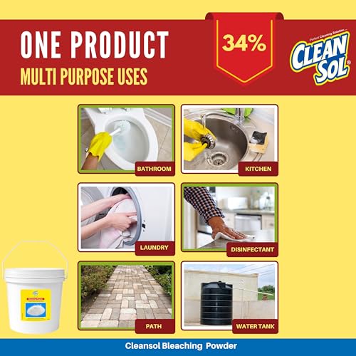 Image of Cleansol Bleaching Powder 5kg | Disinfectant for Bathroom, Toilet, Algae, Water Tank, Clothes & Outdoor Cleaning