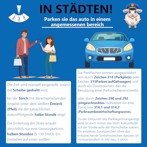 kinoco Parkscheibe mit Eiskratzer - 2 in 1 Parkuhr für Auto und Motorrad INKL. Reifenprofilmesser + Einkaufswagen-Chip | Winter Eiskratzer & Profiltiefenmesser