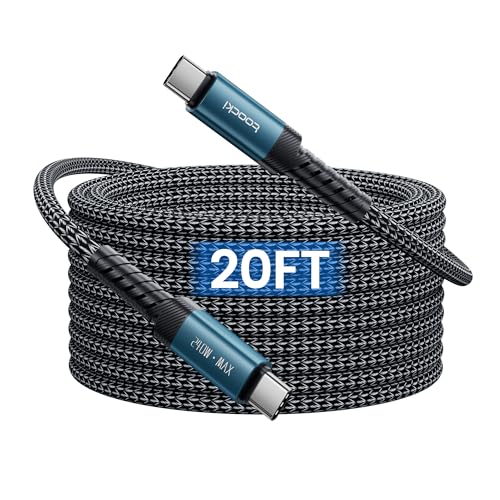 toocki 20FT USB C to USB C Cable 240W Fast Charging Extra Long PD 3.1 Type C Cord Durable Nylon Braided Compatible with iPhone 17/16/15 Pro Max MacBook Pro/Air iPad Pro Samsung Galaxy Android