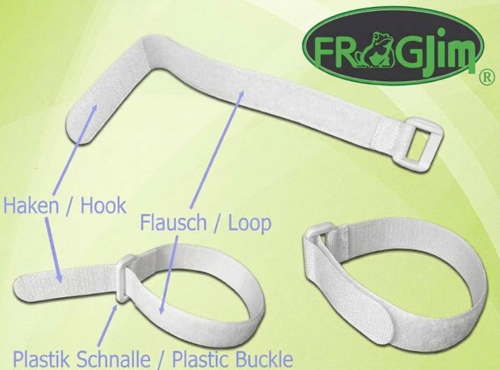 FrogJim 15x Kabelbinders met klittenband 40cm wit met gesp, herbruikbare klittenband kabelbinders, 20mm breed, nylon KWS4015