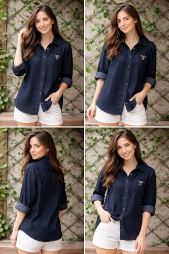 KAZAMA DESIGN FASHION Women's Denim Shirt Blue - Image 5