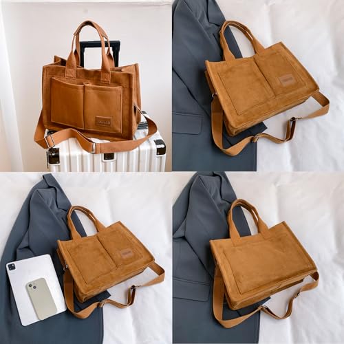 Image of Cherry Tote Bag for Women Canvas Patched Purse Cute Shoulder Bag Multi-Pocket Satchel Handbag for work travel