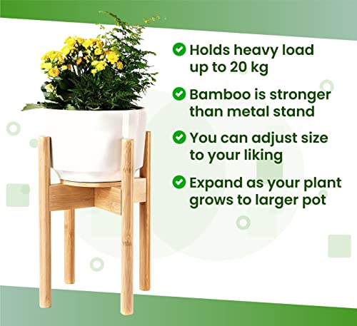 Zpirates Plant Stand Indoor - Bamboo Wood, Full Adjustable, Holds 8 10 And 12 Inch Planter Pots For Plants And Flowers #TOP2
