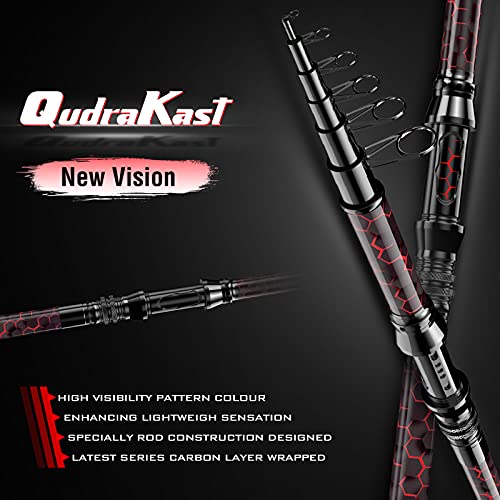QudraKast Angelsets Angelrute mit Hochpräzise Bearbeitete Komponenten Teleskop-Angeln Stationärrolle Combo Sets mit… – Bild 5