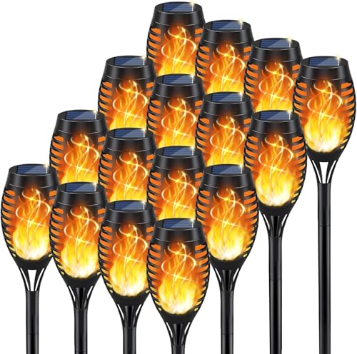 KYEKIO Solar Lights for Outside, 16Pack Solar Flame Torch Light, Garden Light Outdoor Waterproof, Solares Pathway Lights Outside for Yard Decorations, Flame Torches Outdoor Lighting Lawn Patio Art