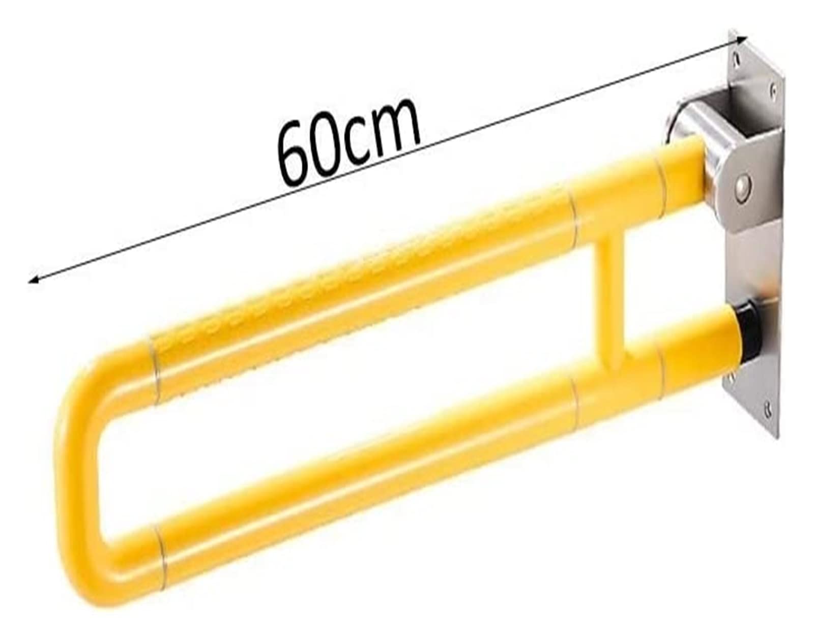 Agarraderas Barras de apoyo plegables de acero inoxidable con tubo exterior de nailon y agarre antideslizante en forma de U for baño, barra de seguridad abatible for inodoro