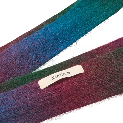 Alexis Leroy Women's Chic Striped Scarf Long Slim Patchwork Color Intestine Shape Wrap Decorative Scarf Rainbow Color4