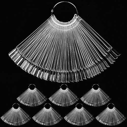 KEILEOHO 400 PCS Clear Nail Art Polish Display Sticks, Nail Art Tips Sticks with Metal Ring, Nail Practice Display Board for Nail Practice Display Polish