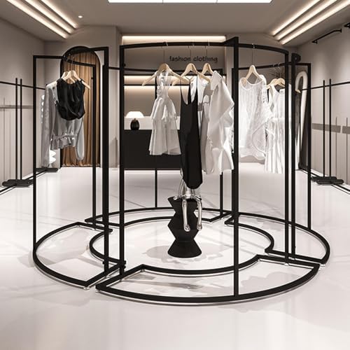 Heavy Duty Half Round Clothing Rack - 87cm Portable Metal Garment Display Stand, Curved Retail Hanging Shelf for Stores (Set of 2) - Durable & Stylish Clothing Organizer